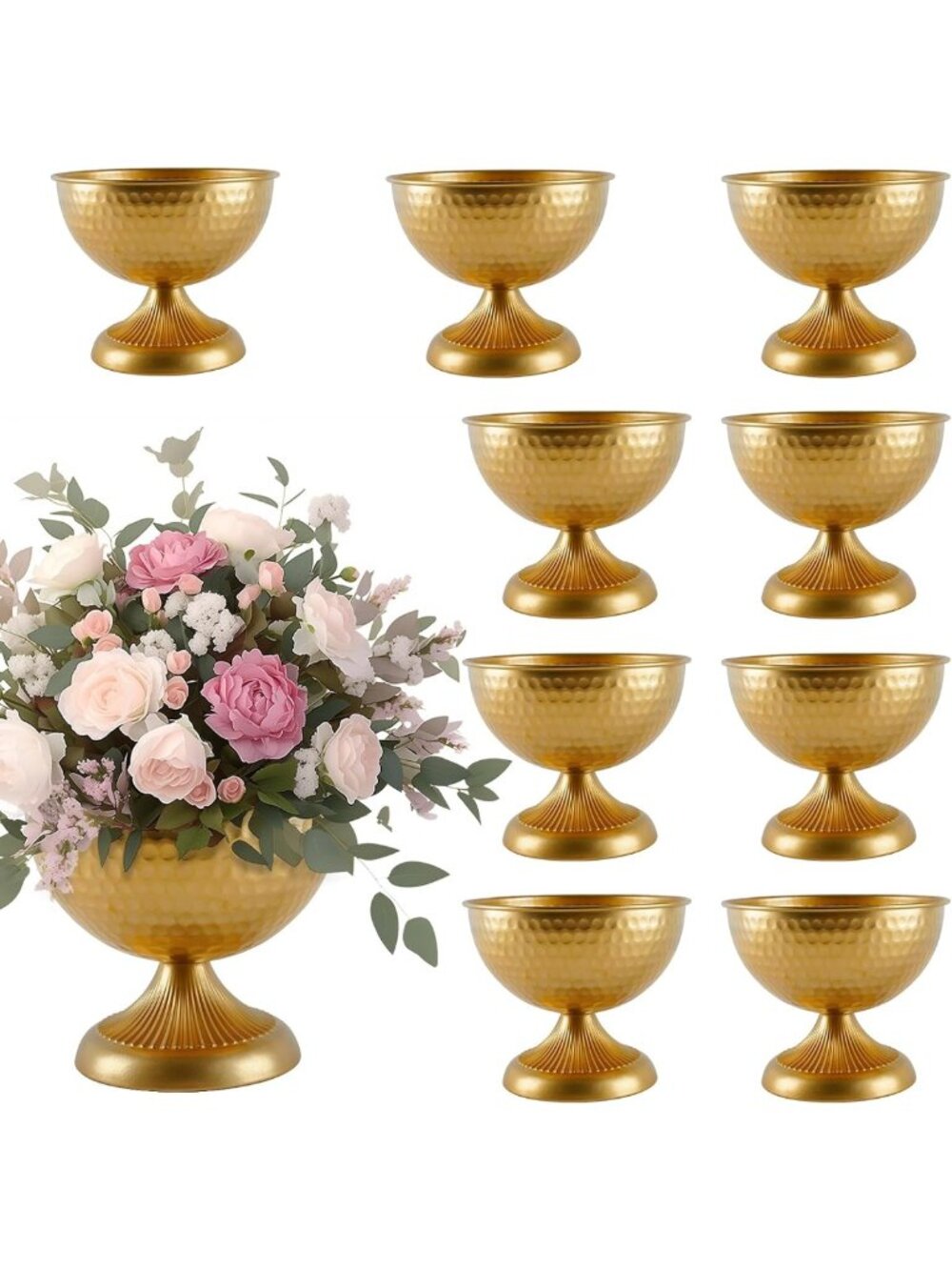 Elegant Gold Vases Set of 10 for Wedding Centerpieces & Home Floral Decor